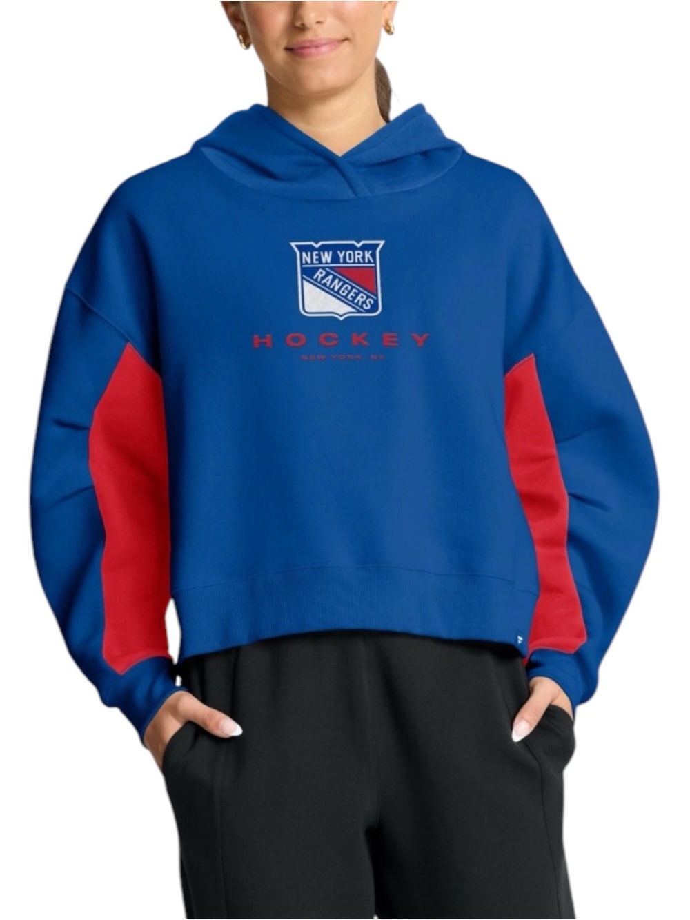 NEW Fanatics Womens Size Large New York Rangers Back Check Boxy Hoodie